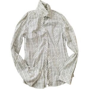 Express essential shirt plaid white black XS